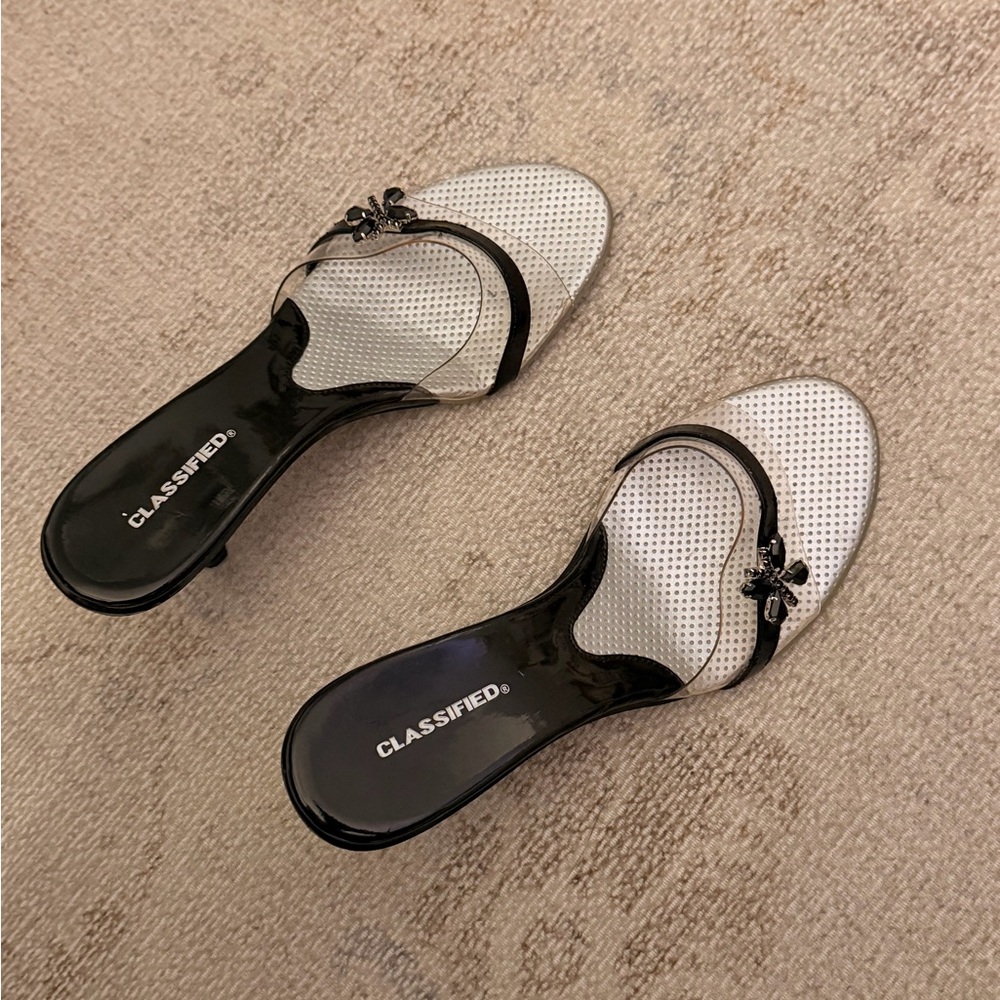 Classified Black Sandals with Silver Accents - Picture 2 of 6